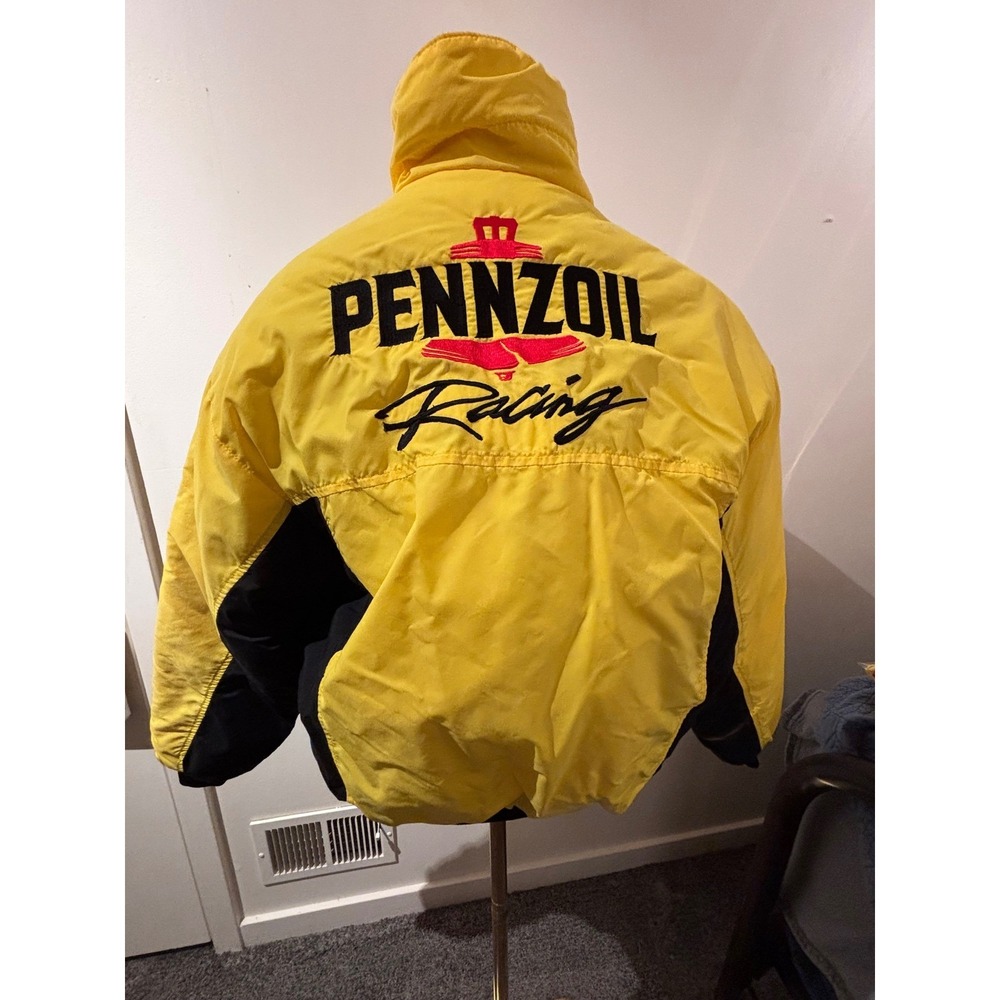 Pennzoil Racing Jacket Yellow Black Full Zip,embroidered logo,vintage,swingster - Picture 3 of 9